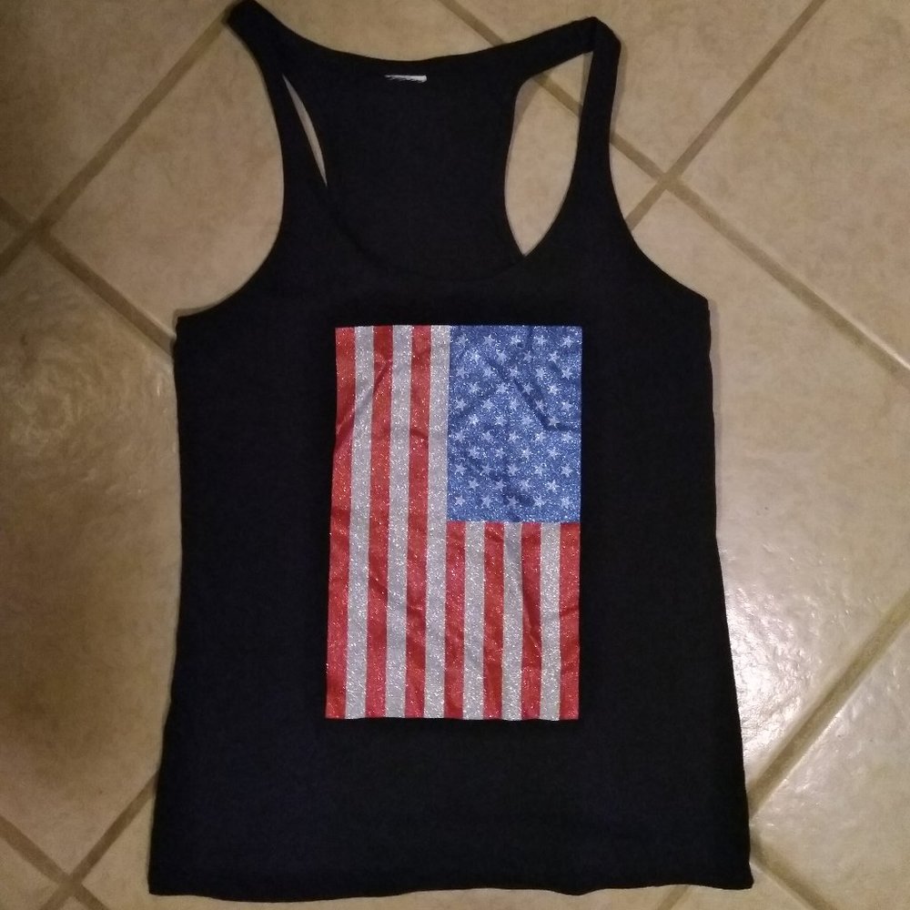 PINK american flag racerback tank top size LG